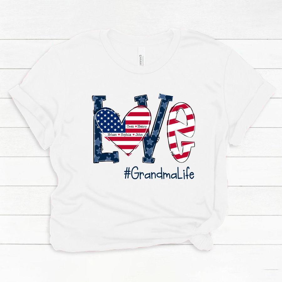 Personalized Love Grandma Life American Flag Classic Canvas