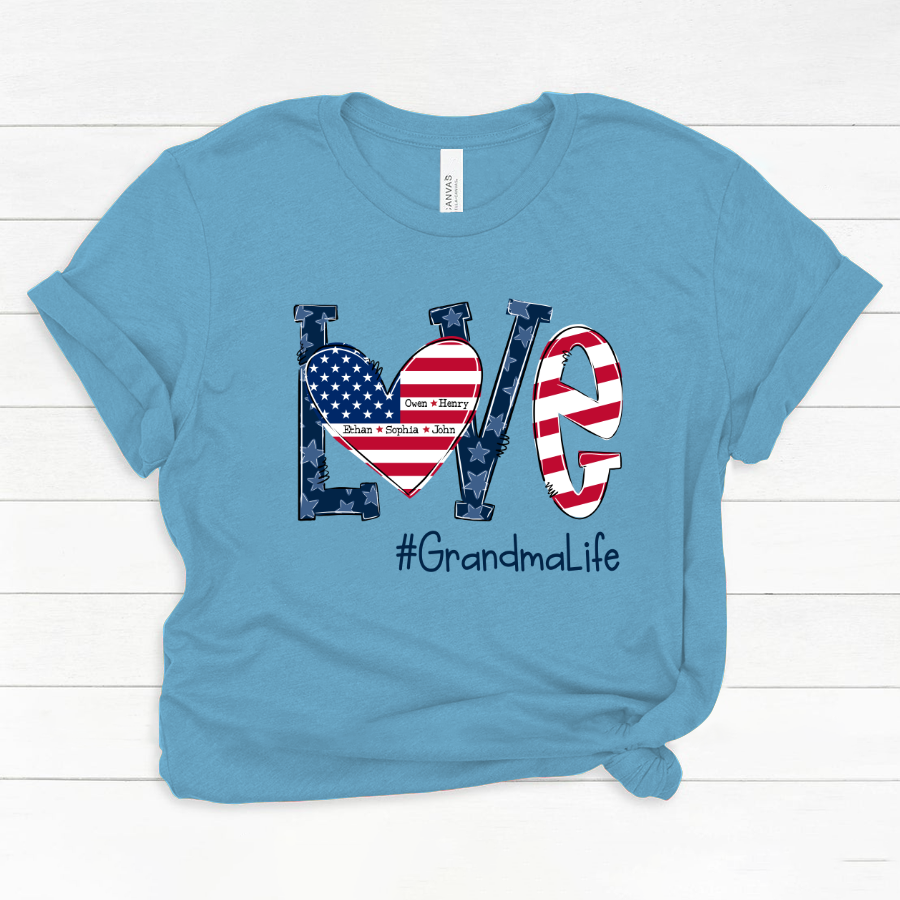 Personalized Love Grandma Life American Flag Classic Canvas