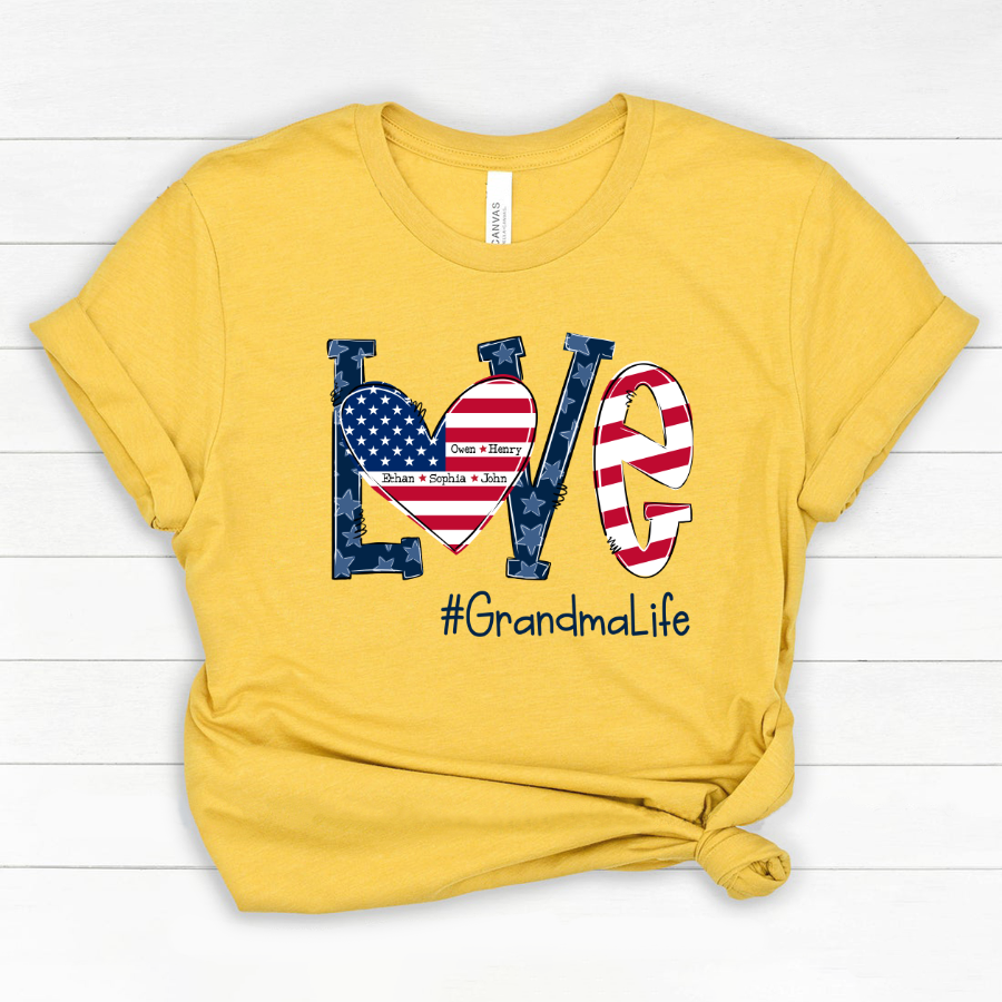 Personalized Love Grandma Life American Flag Classic Canvas