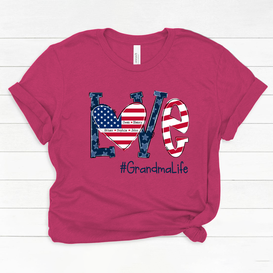 Personalized Love Grandma Life American Flag Classic Canvas