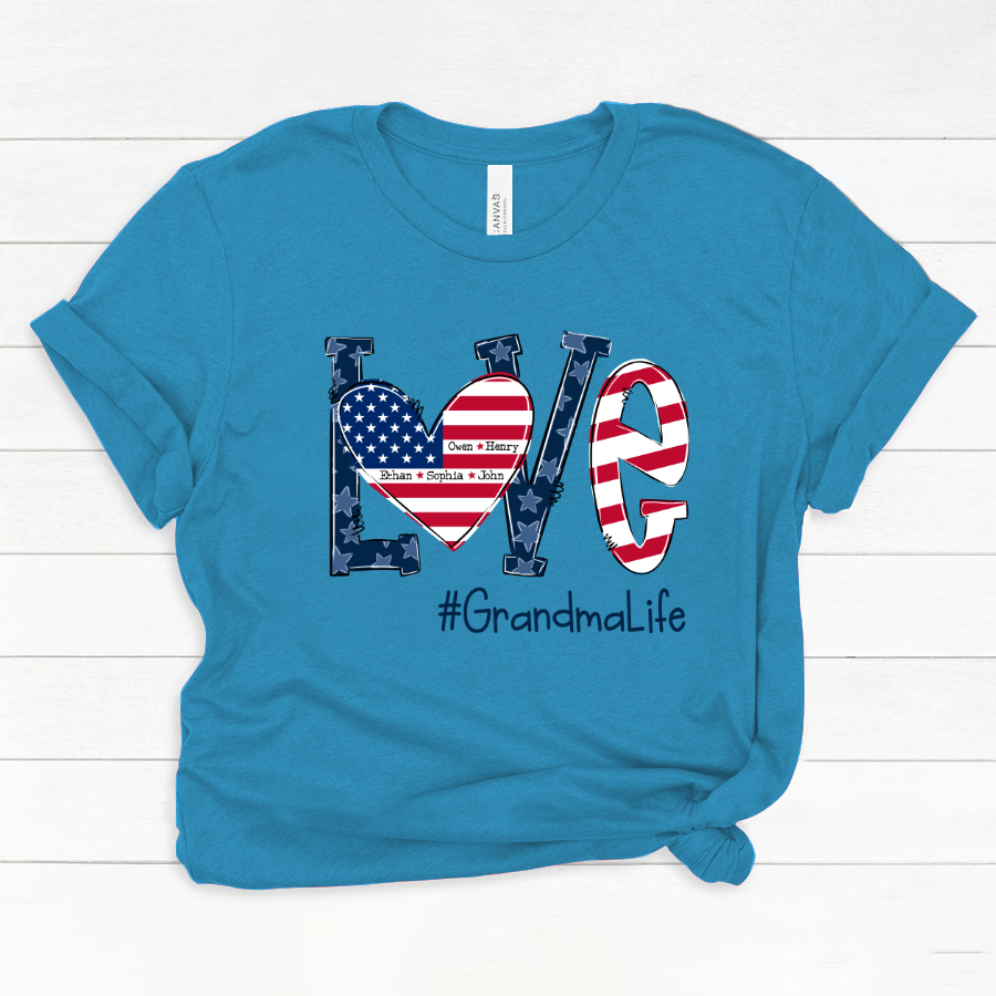 Personalized Love Grandma Life American Flag Classic Canvas