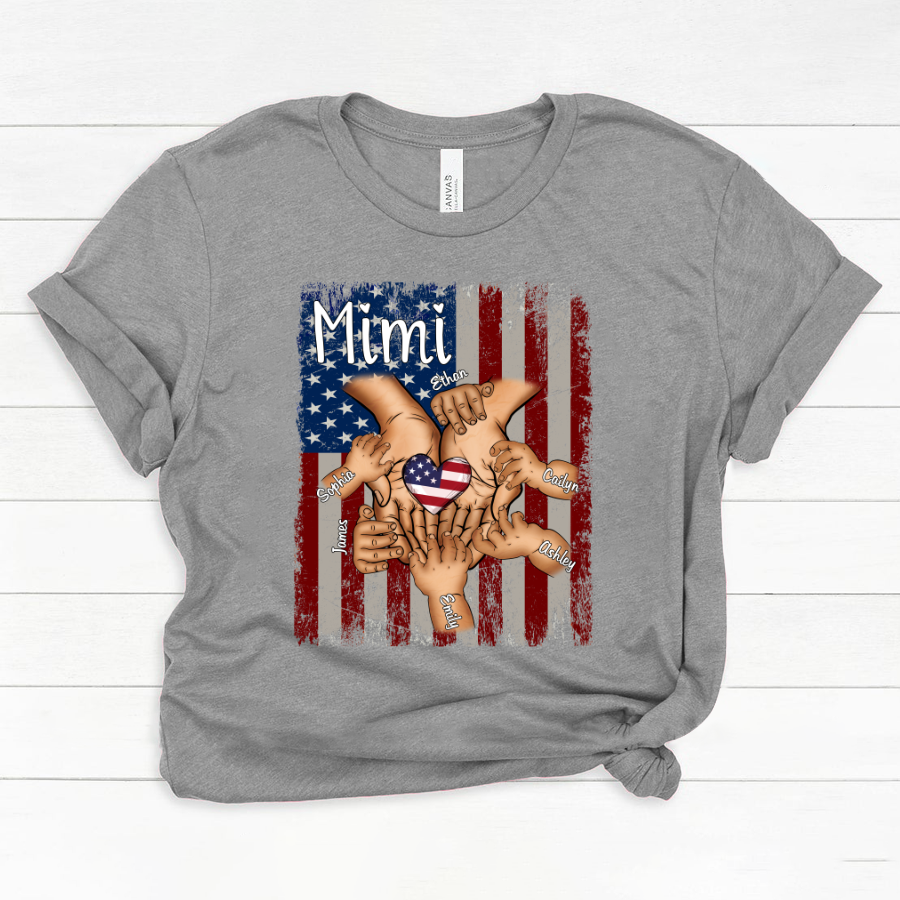 Personalized Mimi And Grandkids Hands Flag Classic Canvas