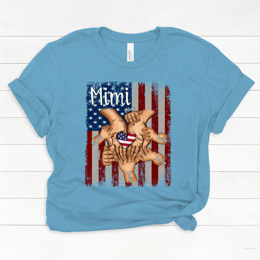 Personalized Mimi And Grandkids Hands Flag Classic Canvas