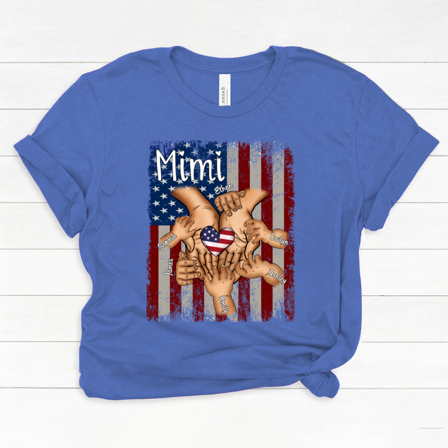 Personalized Mimi And Grandkids Hands Flag Classic Canvas