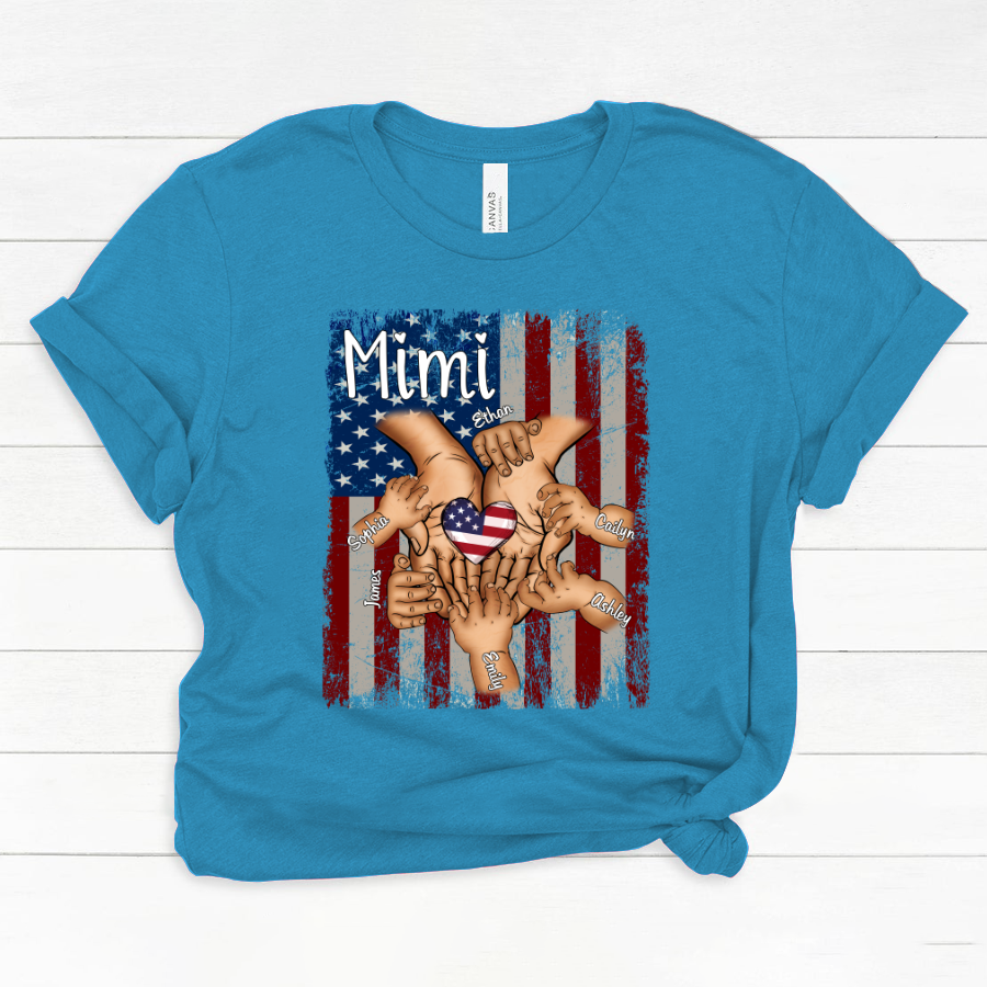 Personalized Mimi And Grandkids Hands Flag Classic Canvas