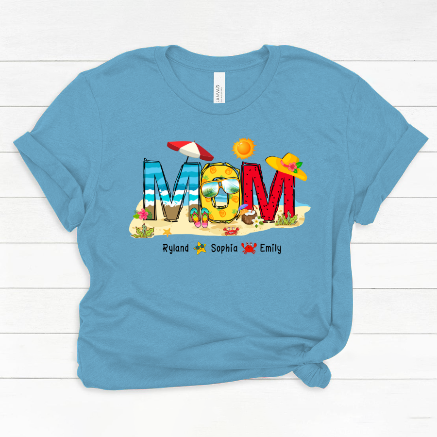Personalized Nana Grandma Summer Beach Color Kid Names Custom Classic Canvas
