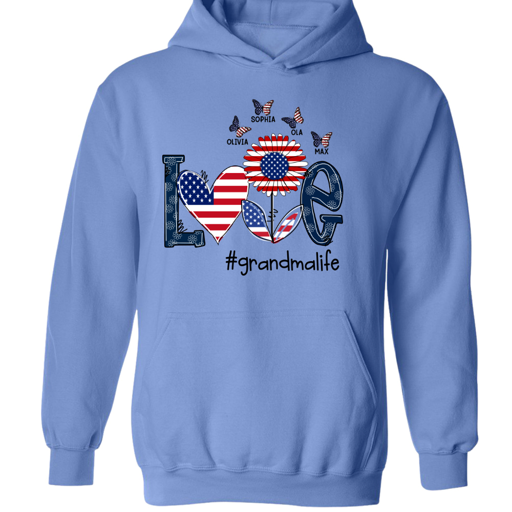 Personalized love grandma life usa butterfly Hoodie