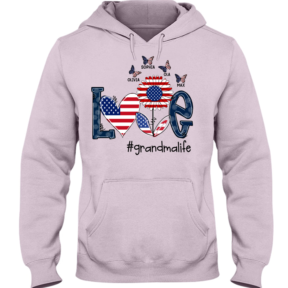 Personalized love grandma life usa butterfly Hoodie