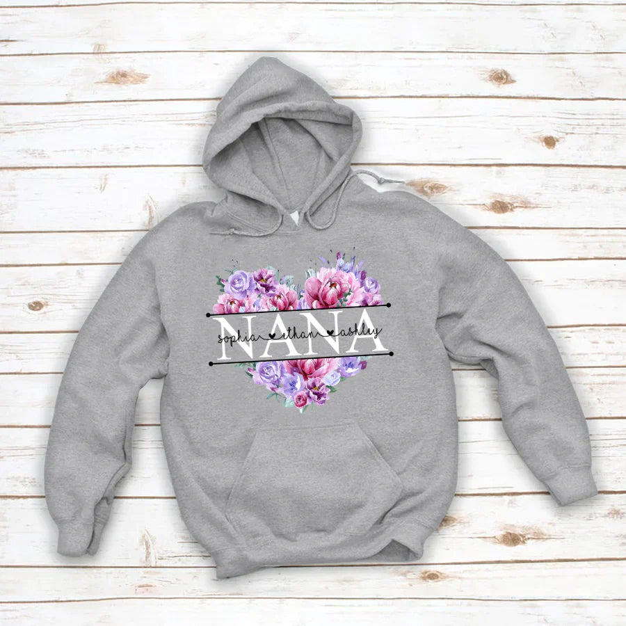 Pink Purple Flower Mimi And Grandkids CTH01 Hoodie