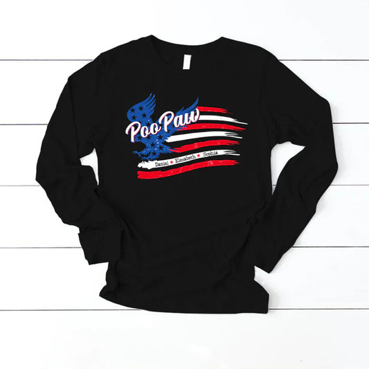 PooPaw With Grandkids Names 4th Of July CTL94 Longsleeve