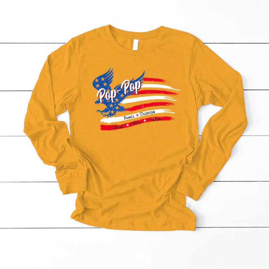 PopPop With Grandkids Names 4th Of July CTL94 Longsleeve