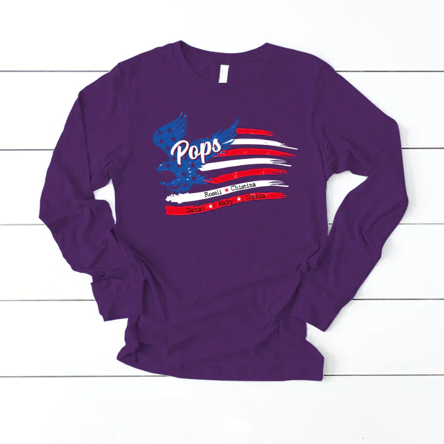 Pops With Grandkids Names 4th Of July CTL94 Longsleeve