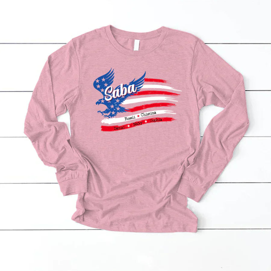 Saba With Grandkids Names 4th Of July CTL94 Longsleeve