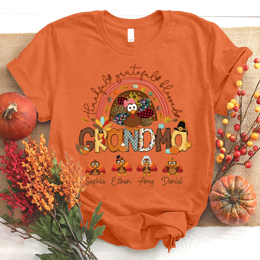 Thankful Grateful Blessed Grandma Turkey CTL01 T-Shirt