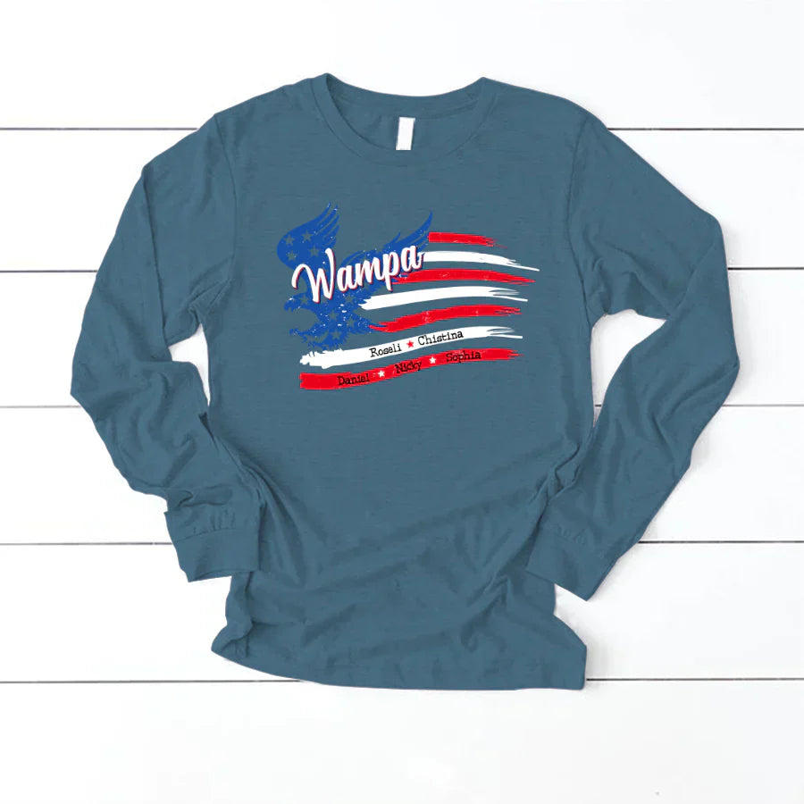 Wampa With Grandkids Names 4th Of July CTL94 Longsleeve