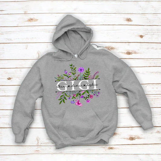 Wildflowers Gigi And Grandkids Watercolor Hoodie