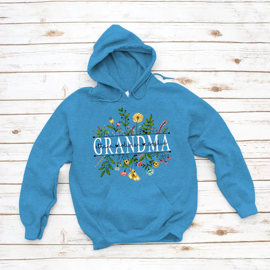 Wildflowers Grandma And Grandkids Hoodie