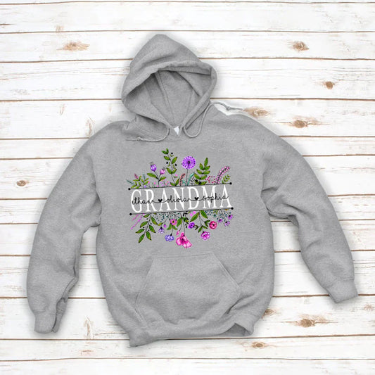 Wildflowers Grandma And Grandkids Watercolor Hoodie