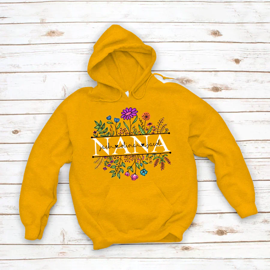 Wildflowers Nana Flower Grandkids Custom Names VTN01 Hoodie