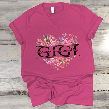 Wildflowers Watercolor Floral Gigi And Grandkids CTH01 V-Neck