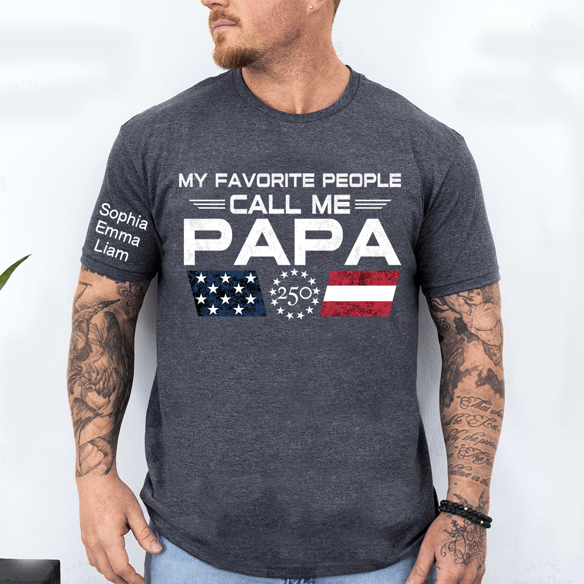 Personalized My Favorite People Call Me Papa Shirt, Custom Kids Names for Dad Grandpa, U.S. 250th Anniversary Father’s Day Shirt