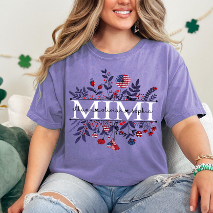Comfort Colors® Mimi Wildflower Flag American And Grandkids Shirt Gift for Grandma
