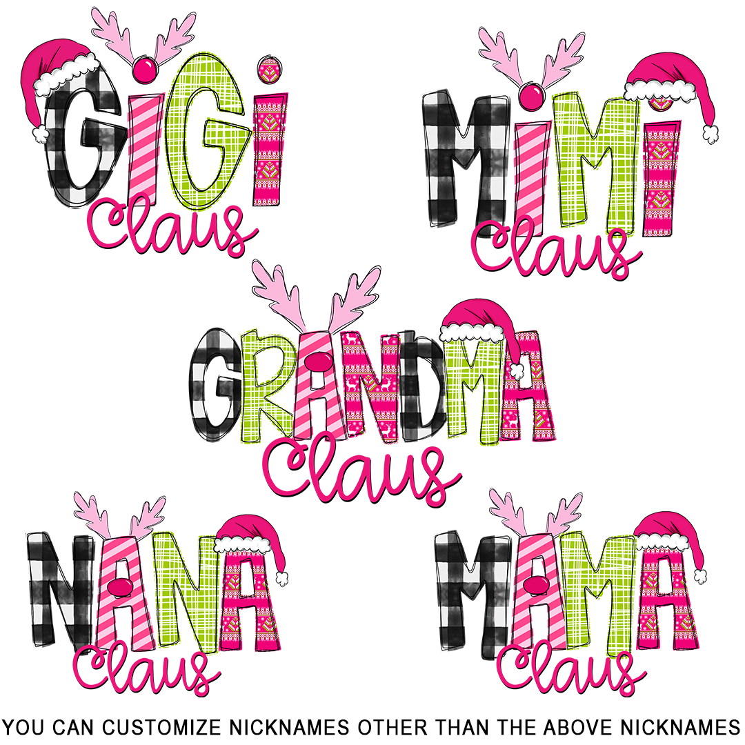 Custom Christmas Gigi Claus Pink And Grandkids Sweatshirt