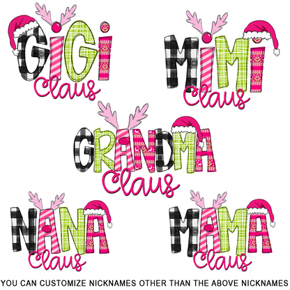 Custom Christmas Gigi Claus Pink And Grandkids Sweatshirt