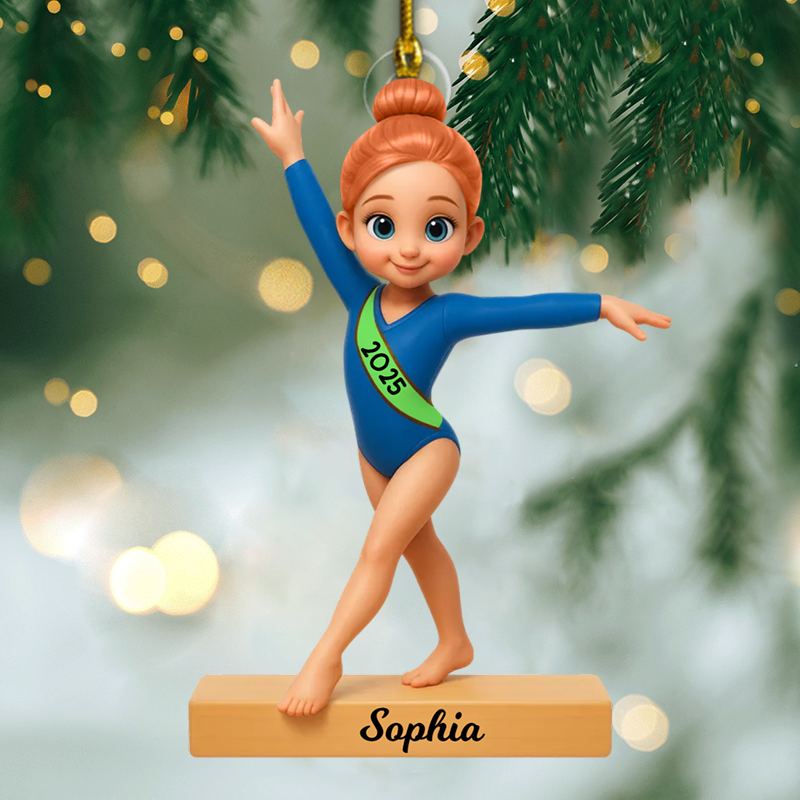 Personalized Gymnast Girl Christmas Ornament 2025, Custom 3D Acrylic Decoration, Unique Holiday Gift For Daughter & Granddaughter Ornament