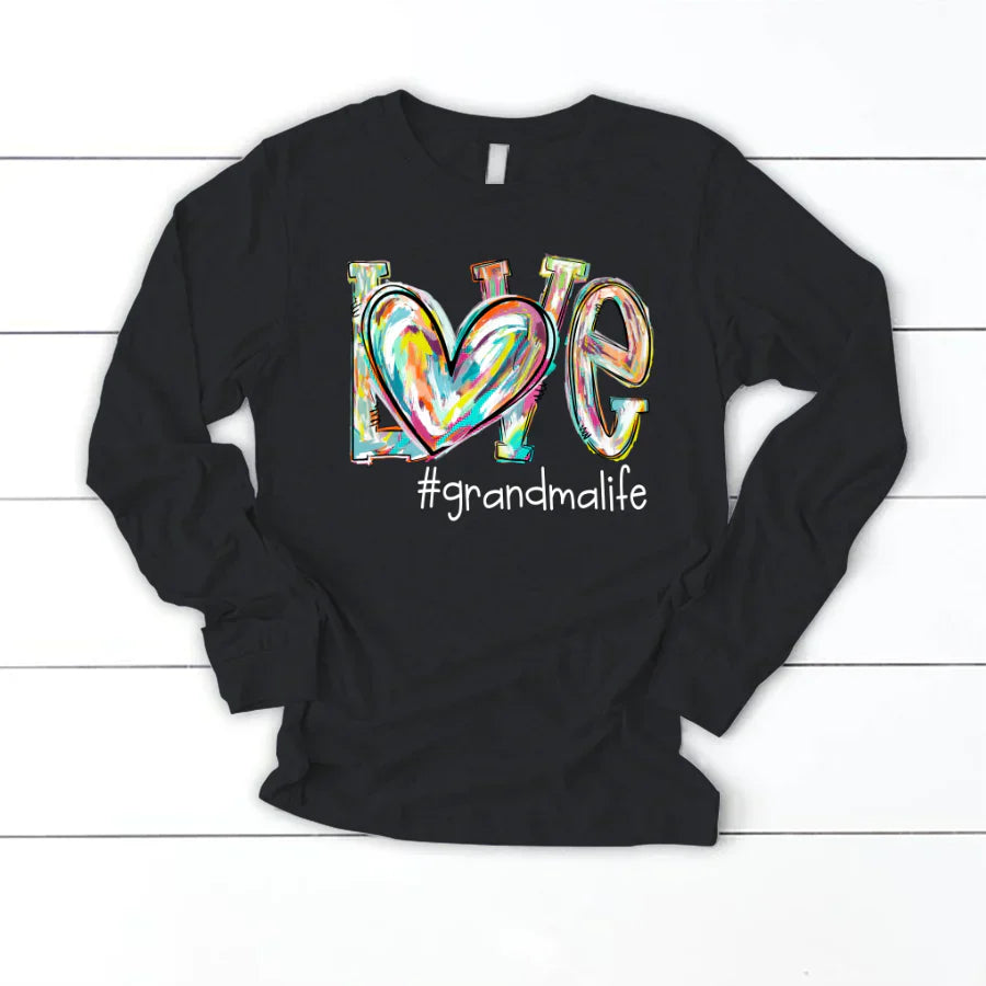 Love Grandma Life Fall Autumn Color Clipart Custom Longsleeve