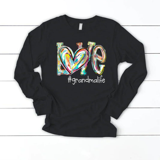 Love Grandma Life Fall Autumn Color Clipart Custom Longsleeve