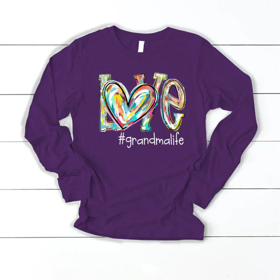 Love Grandma Life Fall Autumn Color Clipart Custom Longsleeve