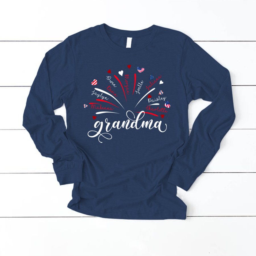 Firework America Flag Grandma And Kids 4th of July Gift
