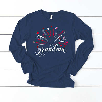 Firework America Flag Grandma And Kids 4th of July Gift
