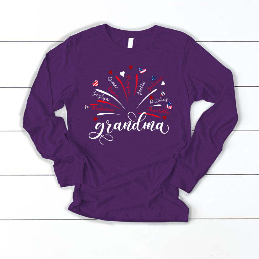 Firework America Flag Grandma And Kids 4th of July Gift