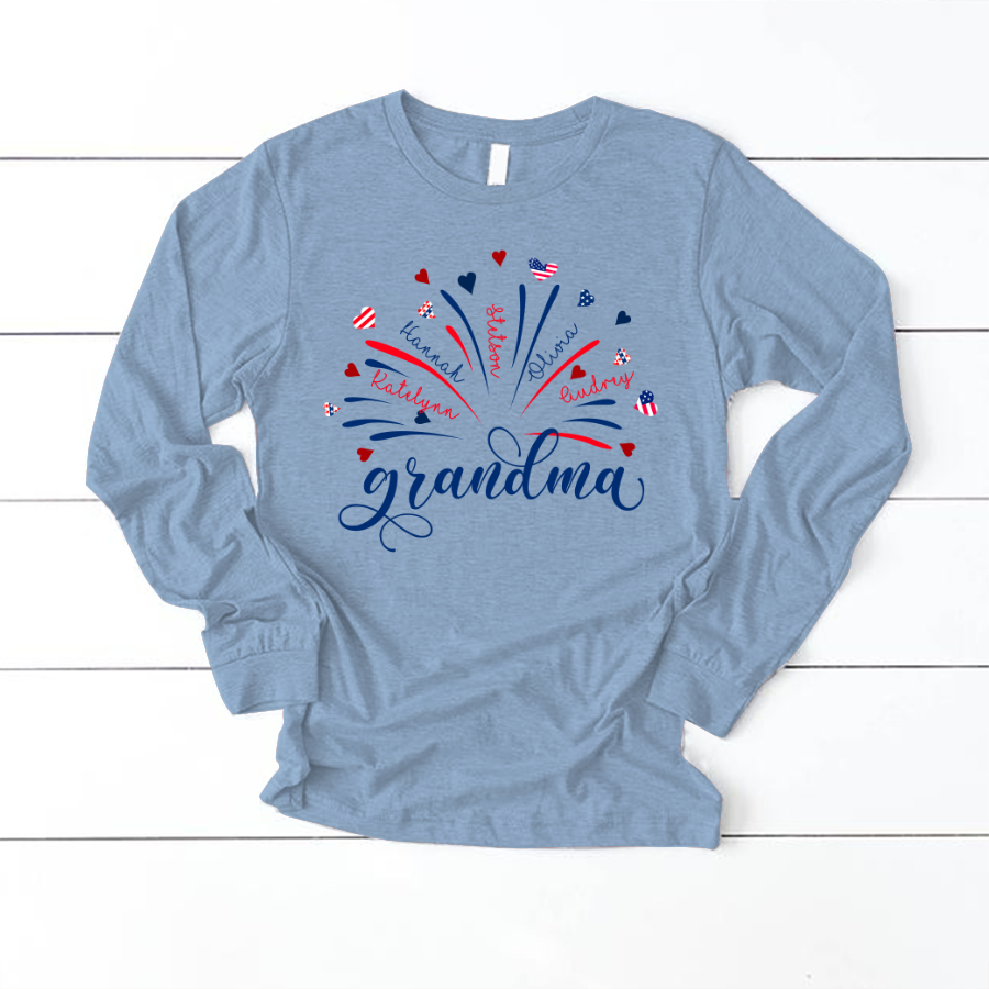 Firework America Flag Grandma And Kids 4th of July Gift