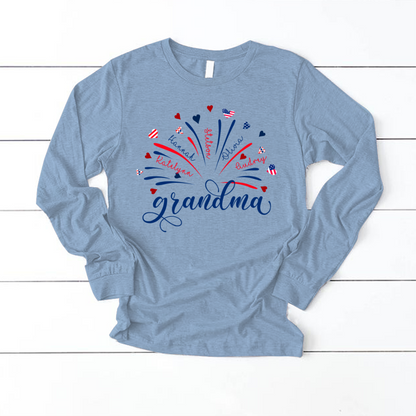 Firework America Flag Grandma And Kids 4th of July Gift