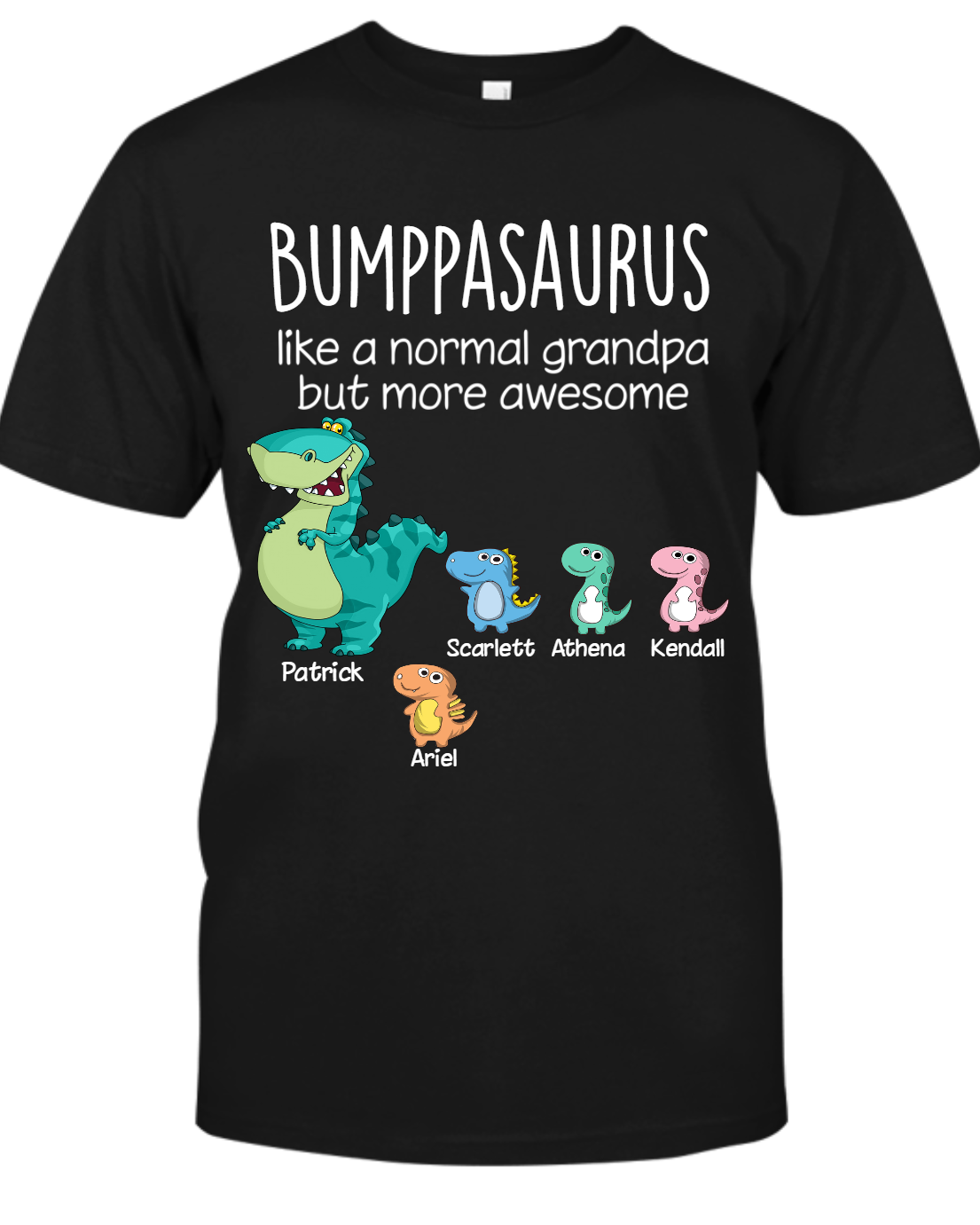 Personalized Grandpasaurus And Kids Names T-Shirt, Personalized Father's Day T-Shirts, Funny Dad Papa Grandpa Shirt