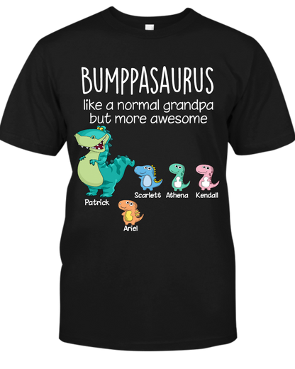 Personalized Grandpasaurus And Kids Names T-Shirt, Personalized Father's Day T-Shirts, Funny Dad Papa Grandpa Shirt