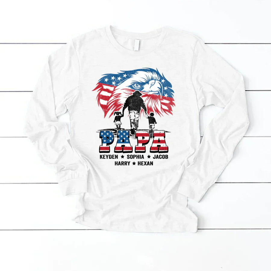 American Eagle Flag Papa And Grandkids CTH01 Longsleeve