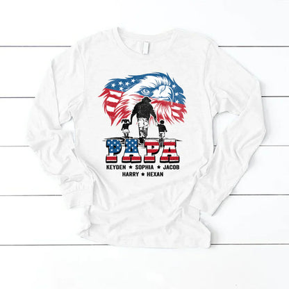American Eagle Flag Papa And Grandkids CTH01 Longsleeve