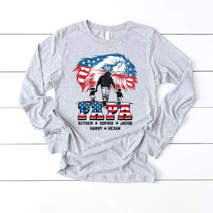 American Eagle Flag Papa And Grandkids CTH01 Longsleeve
