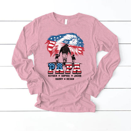 American Eagle Flag Papa And Grandkids CTH01 Longsleeve