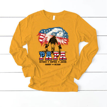American Eagle Flag Papa And Grandkids CTH01 Longsleeve