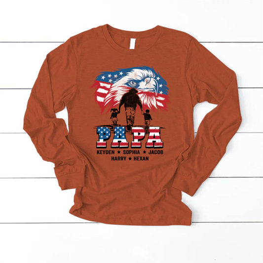 American Eagle Flag Papa And Grandkids CTH01 Longsleeve