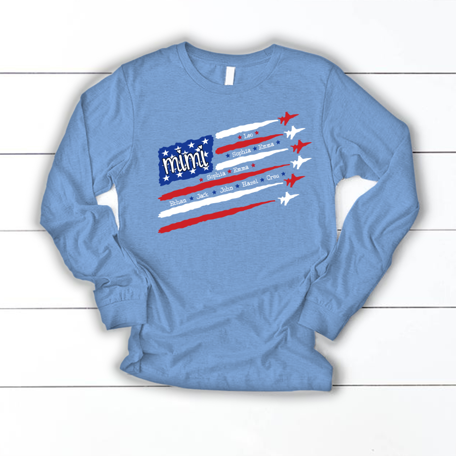 American Flag Jet Fighter 4th of july Mimi with grandmakids CL01 Longsleeve