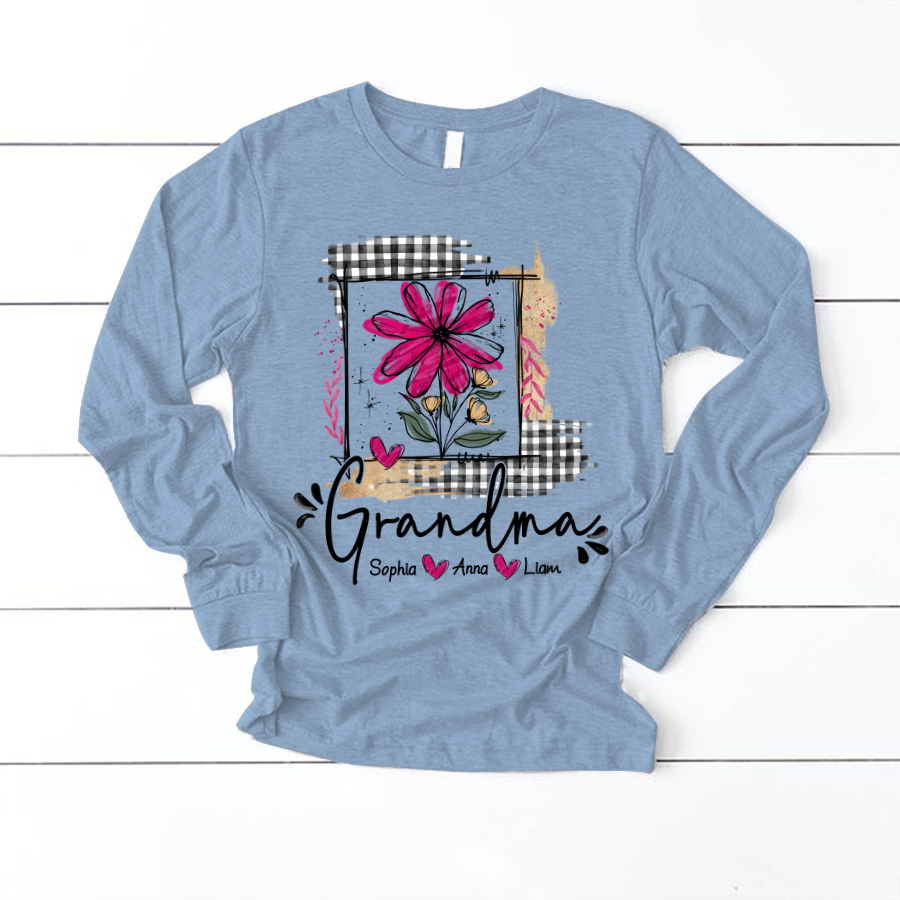 Artistic Checkered Wildflowers As A Gift For Grandma And Kids LTP01 Longsleeve