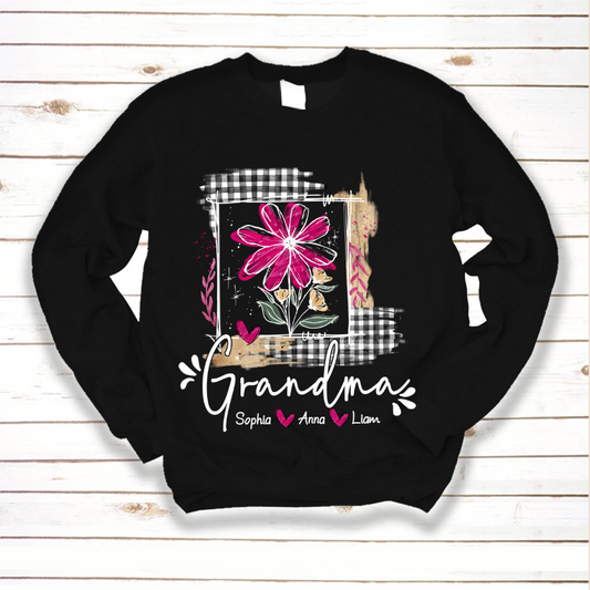 Artistic Checkered Wildflowers As A Gift For Grandma And Kids LTP01 Sweatshirt