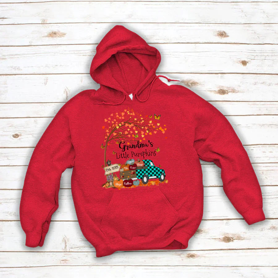 Autumn Tree Grandma's Little Pumpkins Est Hoodie