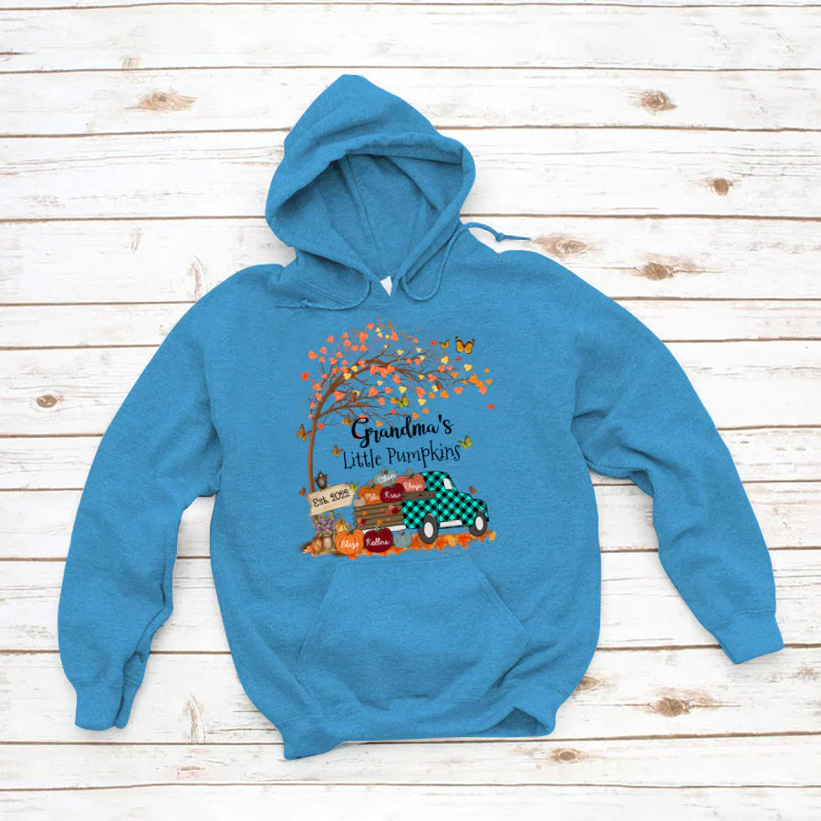 Autumn Tree Grandma's Little Pumpkins Est Hoodie